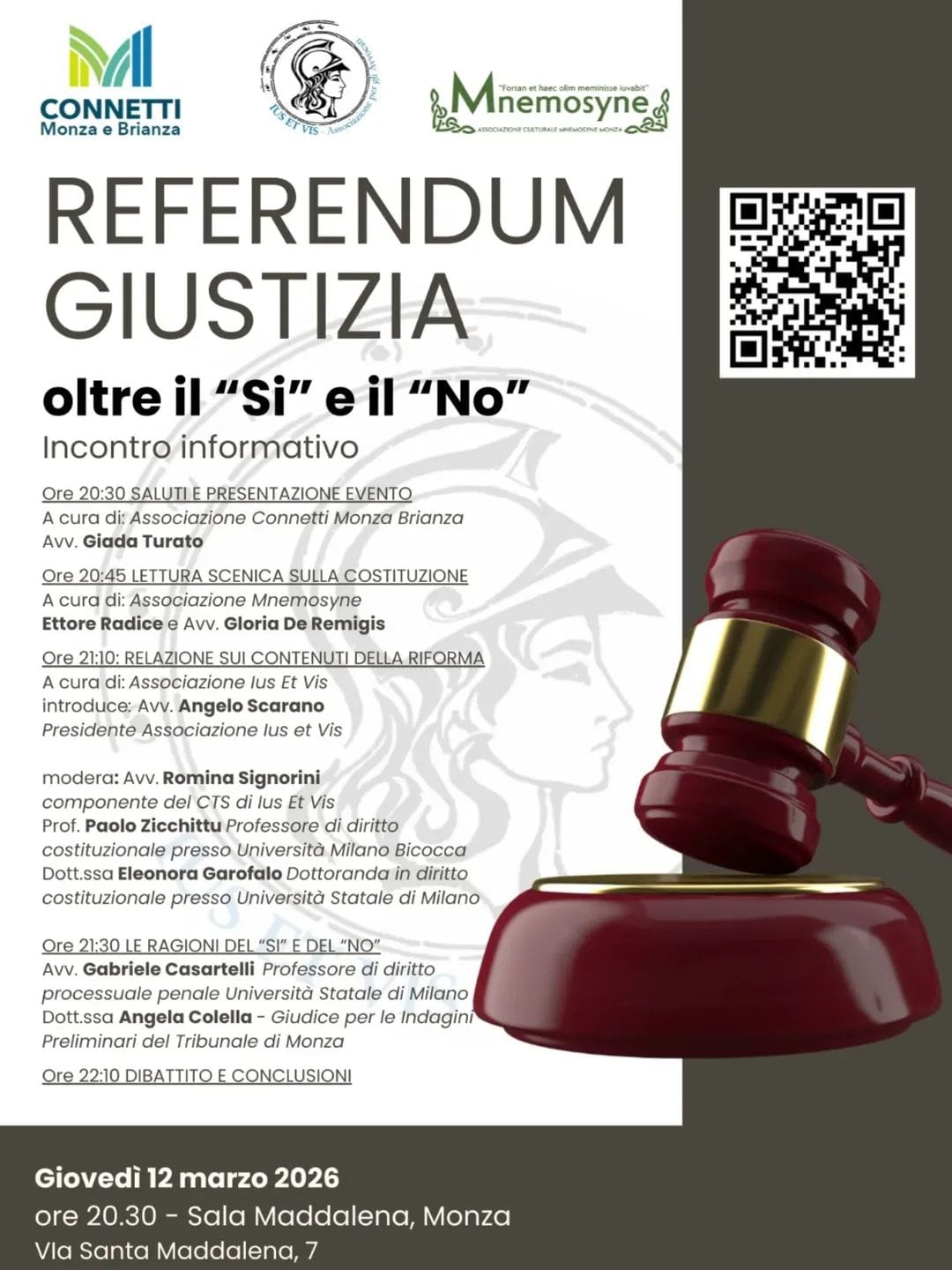Riforma giustizia. Oltre il Si e il No, Giovedì 12 marzo ore 20:30 presso Sala maddalena, Via Santa Maddalena 7 Monza